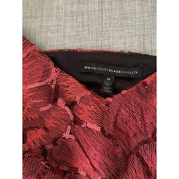 White House Black Market- Red EMBROIDERED SEQUIN CAMISOLE, Size Medium- PreOwned - Picture 12 of 12